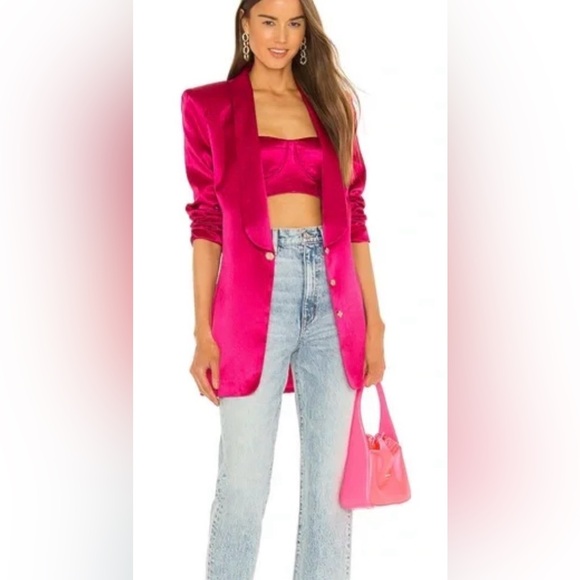entro Jackets & Blazers - Entro Fuchsia Satin Blazer